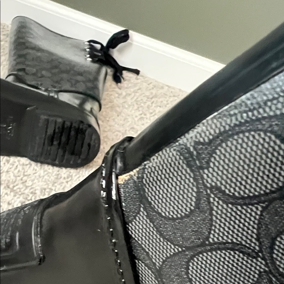 Coach Tristee Signature C Logo Lace Back Rain Boots Black Size 8 / 39 - Picture 6 of 7